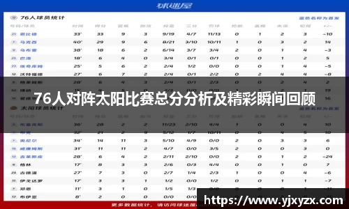 76人对阵太阳比赛总分分析及精彩瞬间回顾